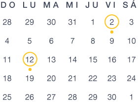 Calendario Junio