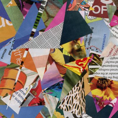 Collage con recortes de revistas formando una figura humana, hecho por Natalie