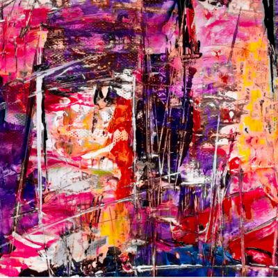 pintura abstracta de colores hecha por Ester